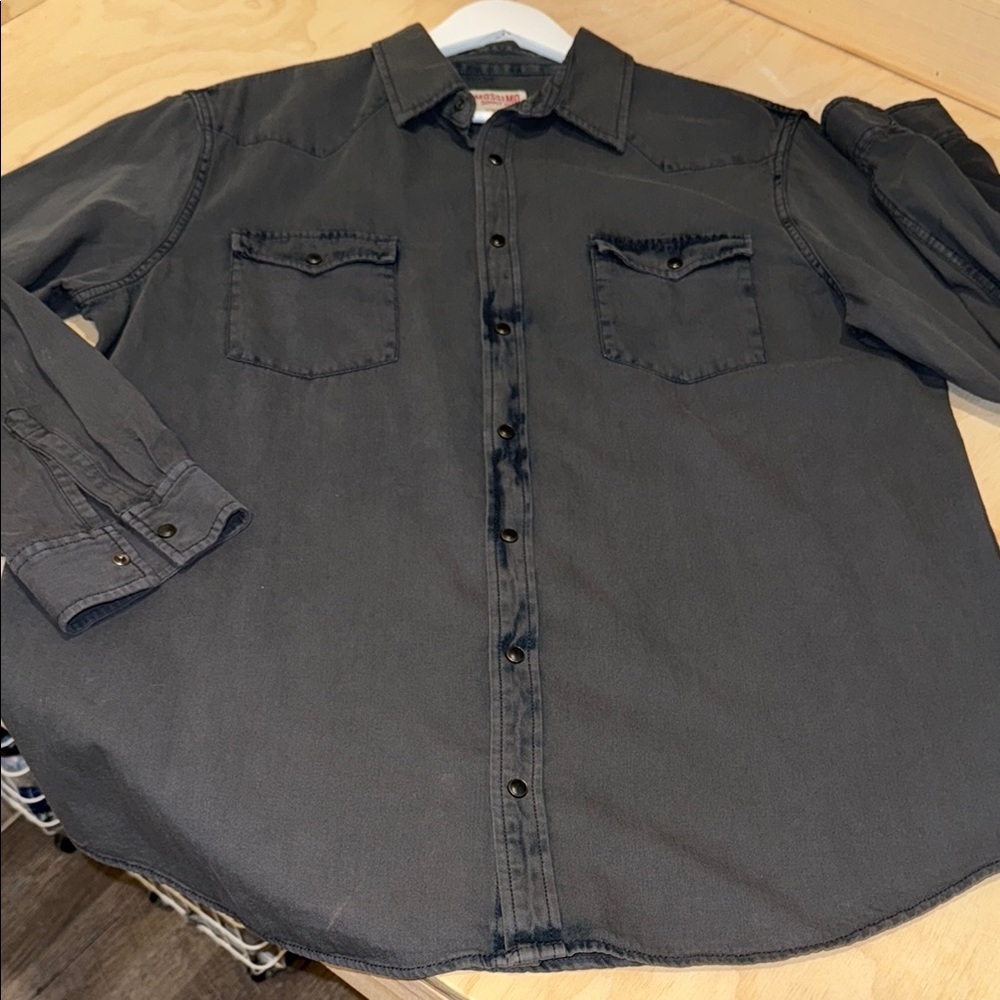 MASSIMO Vintage Retro Workshirt Dark Gray Snap Button Shirt Mens XL
